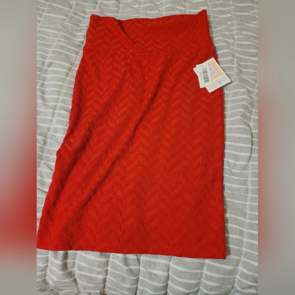 Lularoe Red Chevron Cassie Pencil Skirt